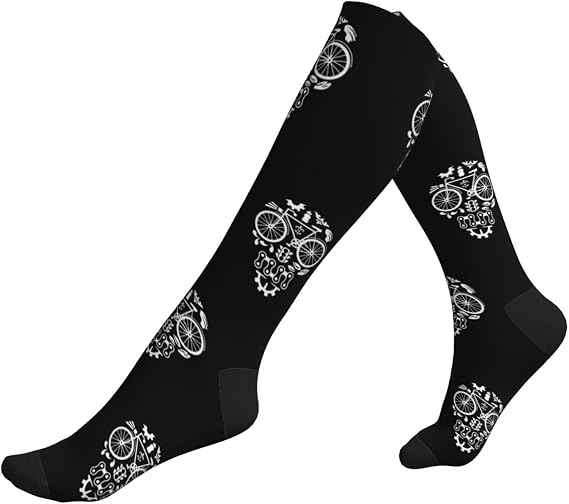 Funny Bicycle Cycling Sugar Skull Compression Socks for Women & Men Circulation (15-20 mmHg) Athletic - sugar skull costume