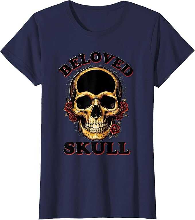 Beloved Skull Tattoo Gothic Halloween Skull Art T-Shirt - skull tshirt