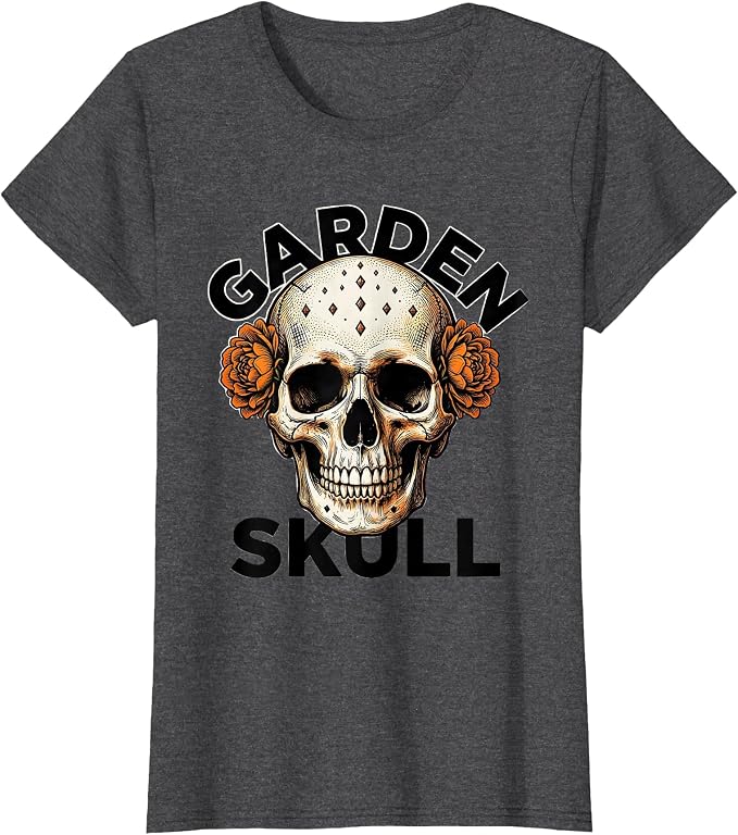 Women's Garden Skull Gothic Horror Halloween Party Skull Art T-Shirt - skull tshirt