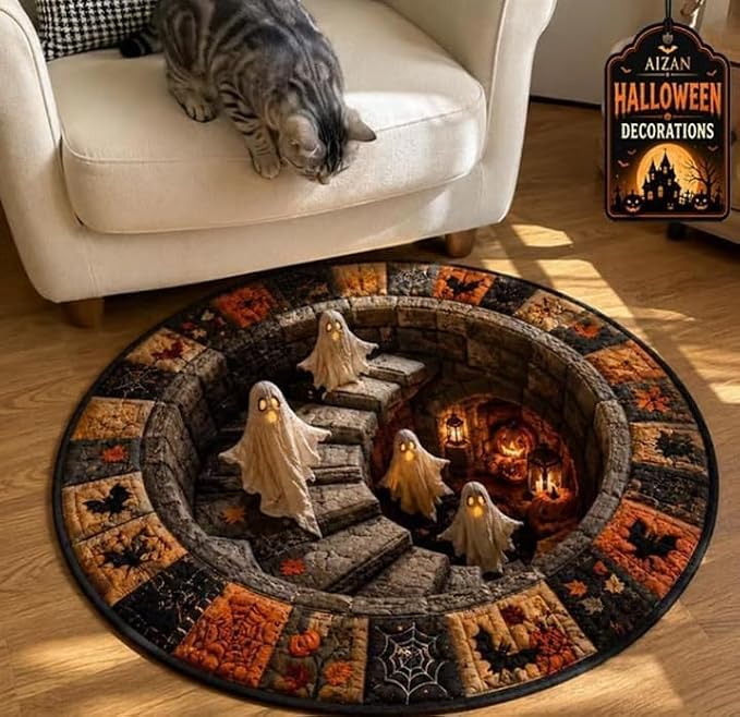 3d Halloween Rugs – Spooky Halloween Rug Halloween 3d Rugs Optical Illusion - skull carpet