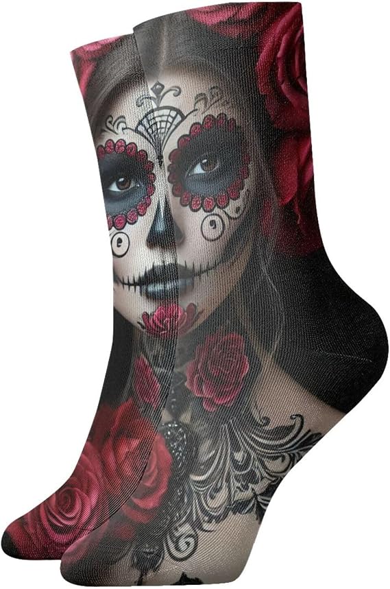 Men'S Novelty Crew Socks Day Of Dead Women Sugar Skull - sugar skull costume