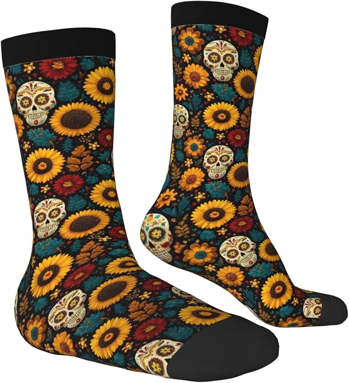 Adult Crew Socks-Sugar Skull - sugar skull costume