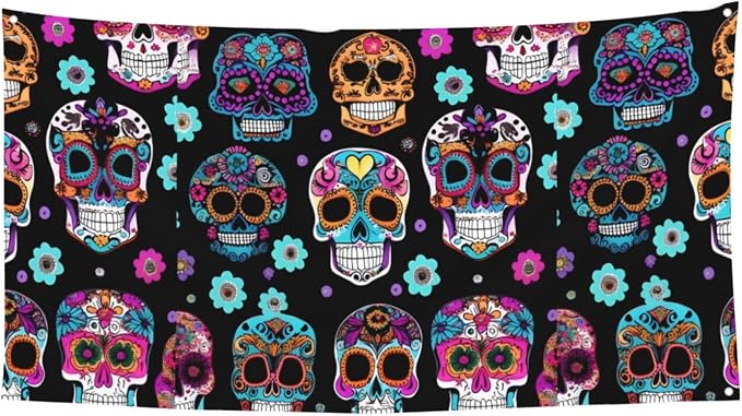 Sugar Skull Print Birthday Decorations Backdrop Banner Party Decorations Photography Background For Graduation Supplies 6 X 3 Ft - skull sticker