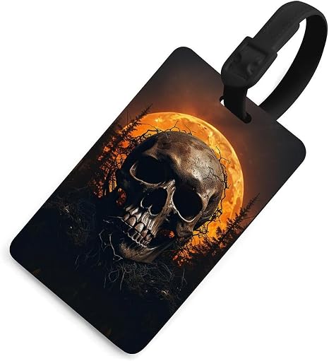 Travel Tag for Suitcases, Cute Luggage Tags, Sun and Skull - skull suitcase