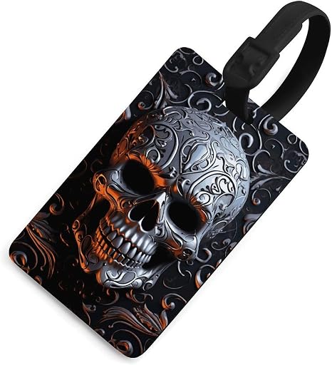 Travel Tag for Suitcases, Cute Luggage Tags, Cool Skull Graphics - skull suitcase