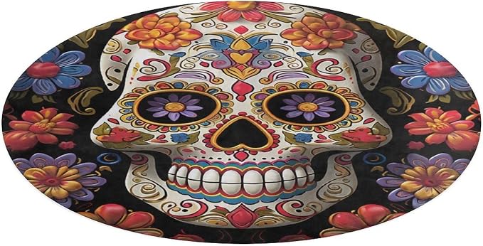 Washable Entryway Area Rug Indoor Door Mat, Sugar Skulls