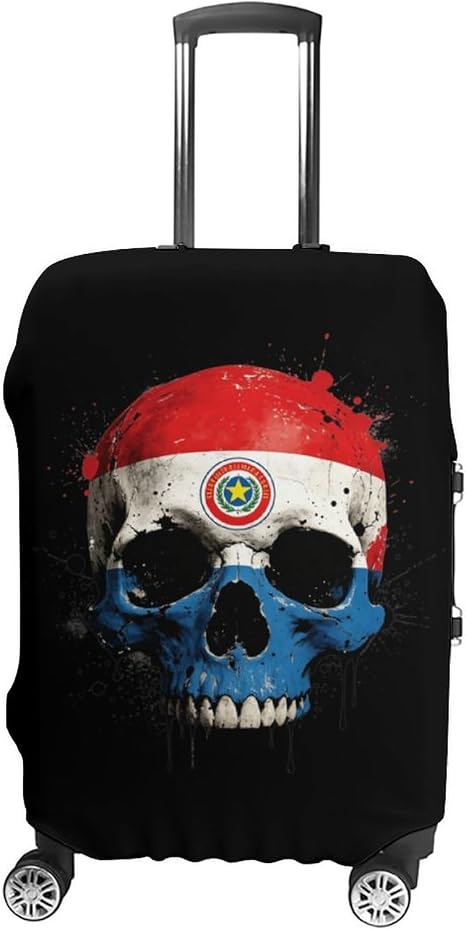 Paraguay Flag Skull Luggage Covers Travel Suitcase Protector S - skull suitcase