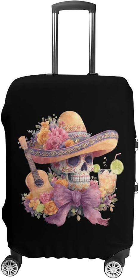 Mexican Sugar Skull Luggage Covers Travel Suitcase Protector M - skull suitcase