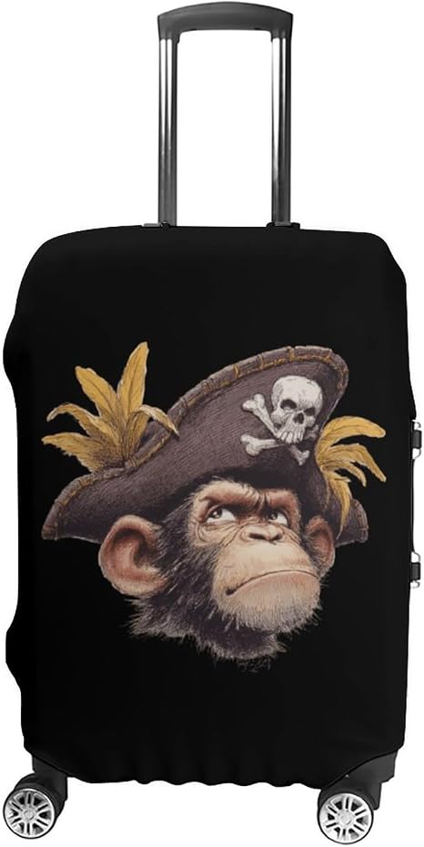 Pirate Monkey with Skull Hat Luggage Covers Travel Suitcase Protector L - skull suitcase
