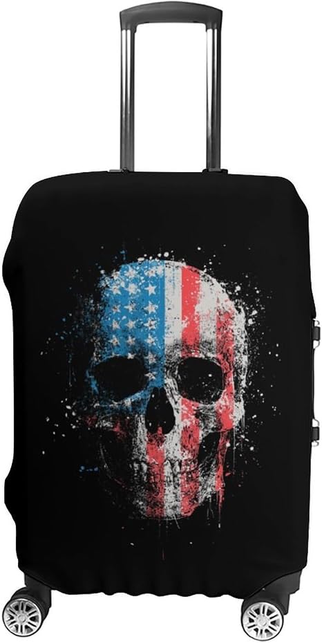 U.S Flag Skull Luggage Covers Travel Suitcase Protector S - skull suitcase