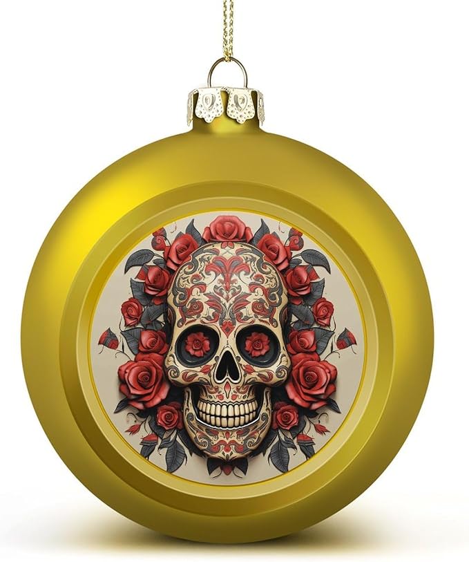 4PCS Christmas Ball Ornaments 1.6 in Shatterproof Christmas Tree Decoration - skull wreath