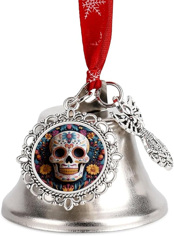 Christmas Bells Decorations Metal Jingle Bells Sugar Skull - skull wreath