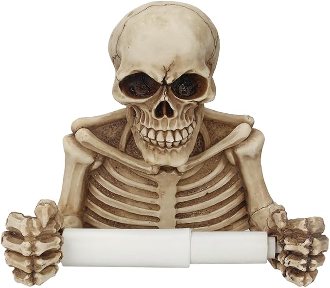 Skull Resin Wall-Mount Tissue Holder - skull toilet paper