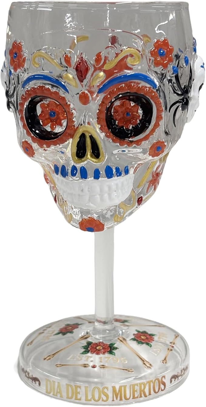 Sugar Skull Wine Glass Drinking Goblet For Halloween Parties(A) (A)