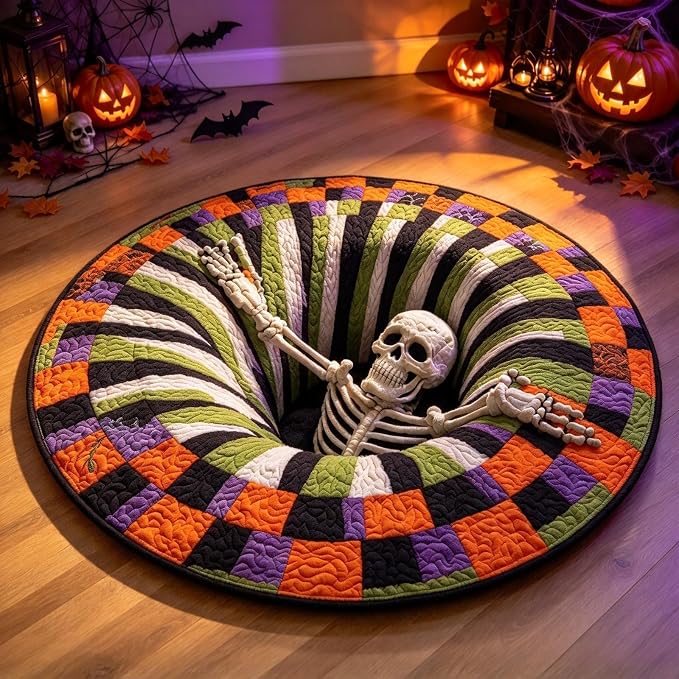 3D Halloween Rugs,3D Vortex Halloween Rug - skull carpet