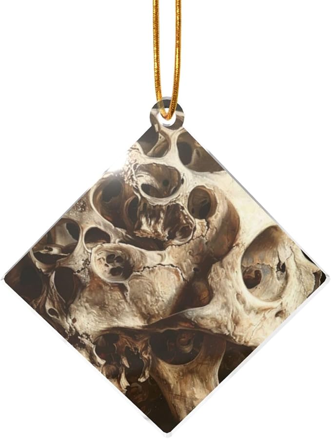 Christmas Tree Wooden Hanging,Skull,Christmas Tree Decoration for Party Decoration and Xmas Day-Square
