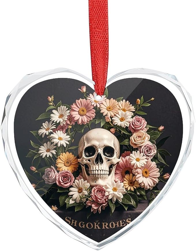 Heart Crystal Glass Pendant Christmas Ornament Bonsai Tree Sugar Skull