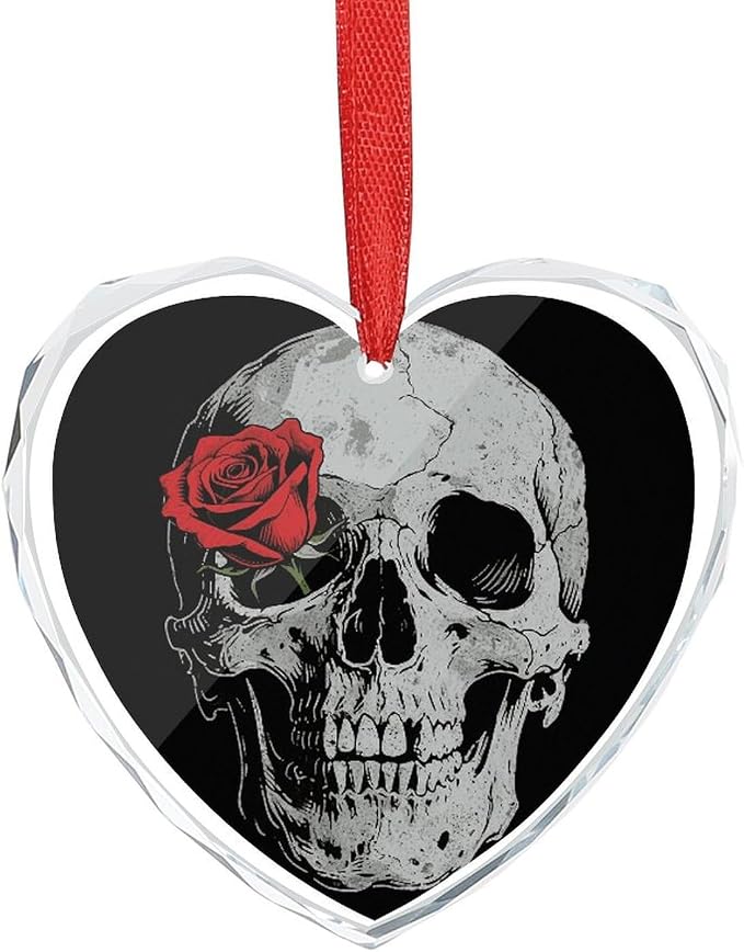 Heart Crystal Glass Pendant Christmas Ornament Skull Flower