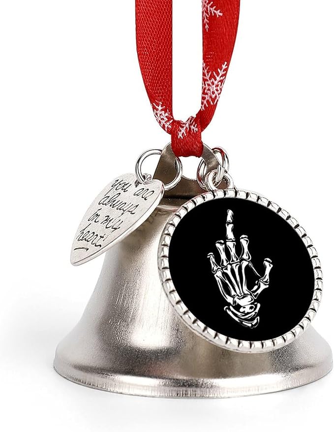 Skull Middle Finger Christmas Tree Hanging Round Pendant