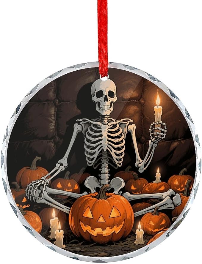 Round Crystal Christmas Tree Hanging Ornament Skull Pumpkin