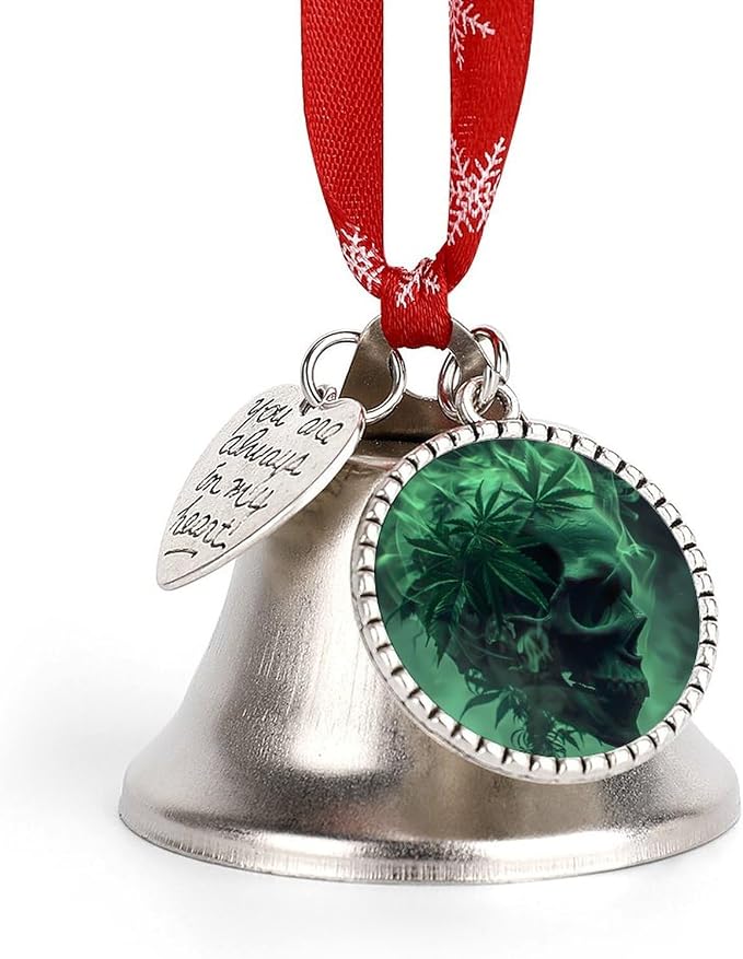 Skull Smoke Weed Christmas Tree Hanging Round Pendant - skull lamp