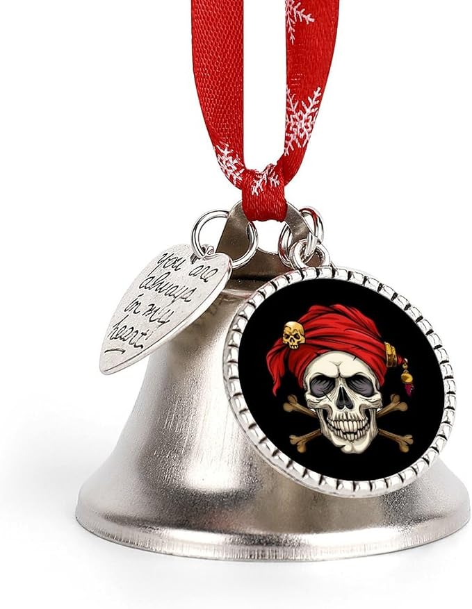 Skull And Crossbones Piratee Christmas Tree Hanging Round Pendant