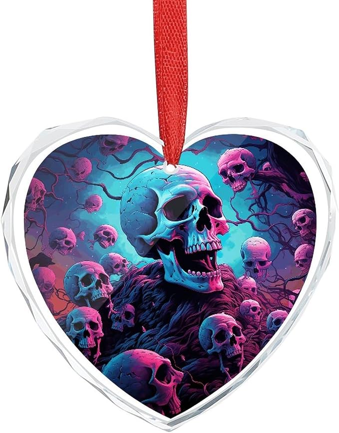 Heart Crystal Christmas Tree Hanging Ornament Color Skull Pictures