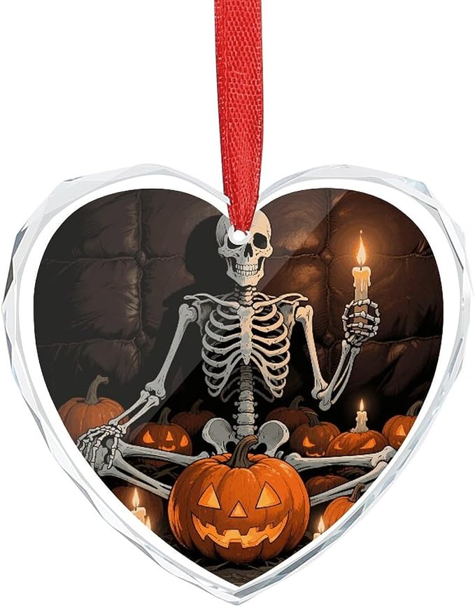 Heart Crystal Christmas Tree Hanging Ornament Skull Pumpkin